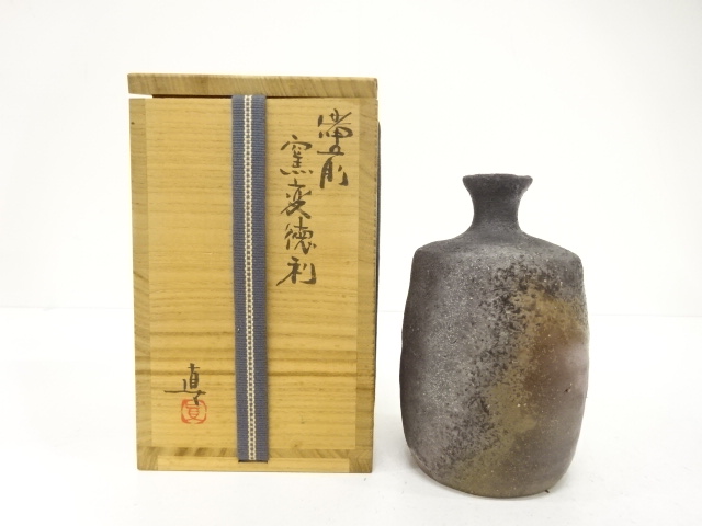 茶道具　備前焼　小西陶古作　茶入　仕覆付　共箱　V　7998 茶道具 備前焼 小西陶古作 茶入 仕覆付 共箱 V 7998 茶道具 備前焼